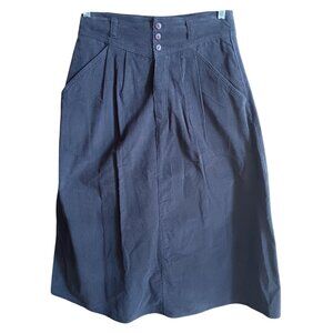 Vintage Boho Skirt 1970's sz 14 30W Gina Peters Corduroy Midi Gray